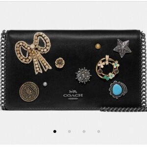 COACH 1941 CROSSBODY/CLUTCH BLACK LEATHER EMBELLISHED VINTAGE JEWELRY RARE